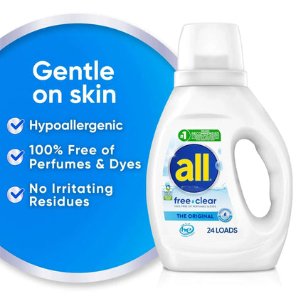 all Free Clear Liquid Laundry Detergent, 30 oz, 24 Loads