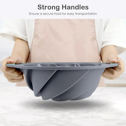Silicone Novelty cake pan, Pound Cake Baking Pan Non-Stick pan, fluted cake pan with Heavy Grade Steel Frame and Handles for Baking Cake, bundt cake, Birthday, Party