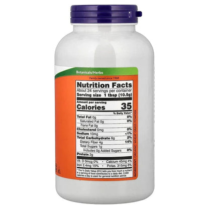 NOW Foods, Certified Organic Wheat Grass, Pure Powder, 9 oz (255 g)