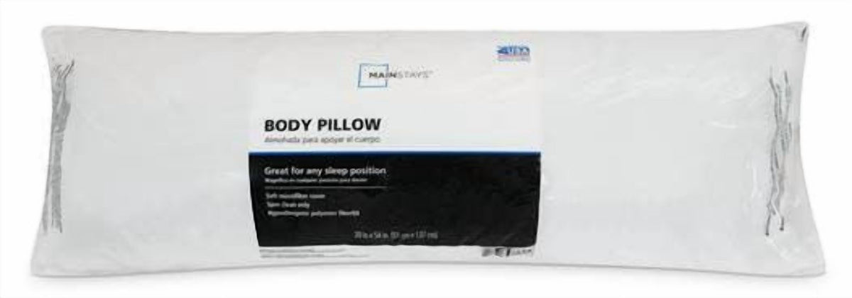 Mainstays Body Pillow - 20"x 54", White, Microfiber, Hypoallergenic