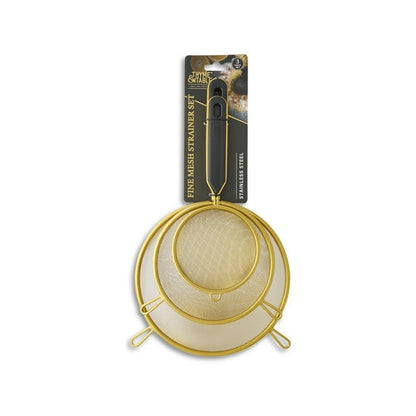 Thyme & Table 3-Piece Fine Mesh Gold Strainer Set