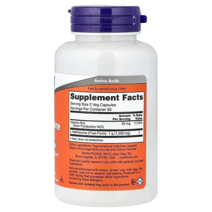 NOW Foods, L-Methionine, 100 Veg Capsules