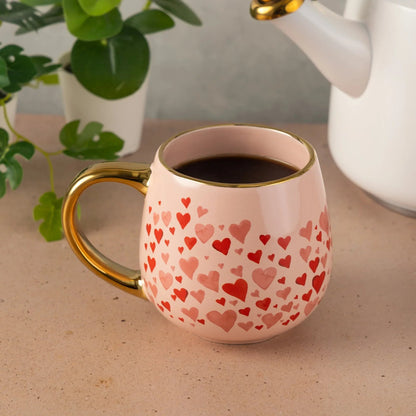 Thyme & Table 16 fl oz Hearts Ceramic Mug with Gold Handle