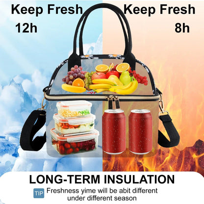 Insulated Lunch Bags for Women Men with Adjustable Shoulder Strap,AILKIN Large Lunch Box Tote Leakproof 8-12Hrs Cooler Reusable Thermal Lunch Bags for Women,Adults,School,Work,Office,Picnic,Daisy