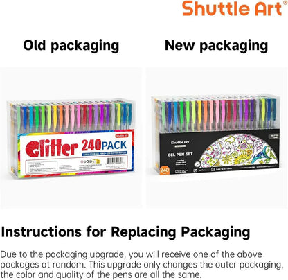 240 Pack Glitter Gel Pens, Shuttle Art 120 Colors Glitter Gel Pen Set with 120 Refills for Adult Coloring Books Craft Doodling