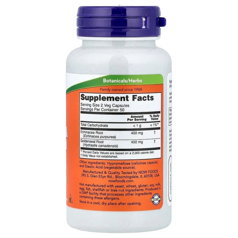 NOW Foods, Echinacea & Goldenseal Root, 100 Veg Capsules