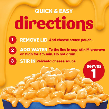 Velveeta Shells and Cheese Mac and Cheese, 8 Cups, for Easy Snacks or Dinner Sides, Original Flavor, 2.39 oz
