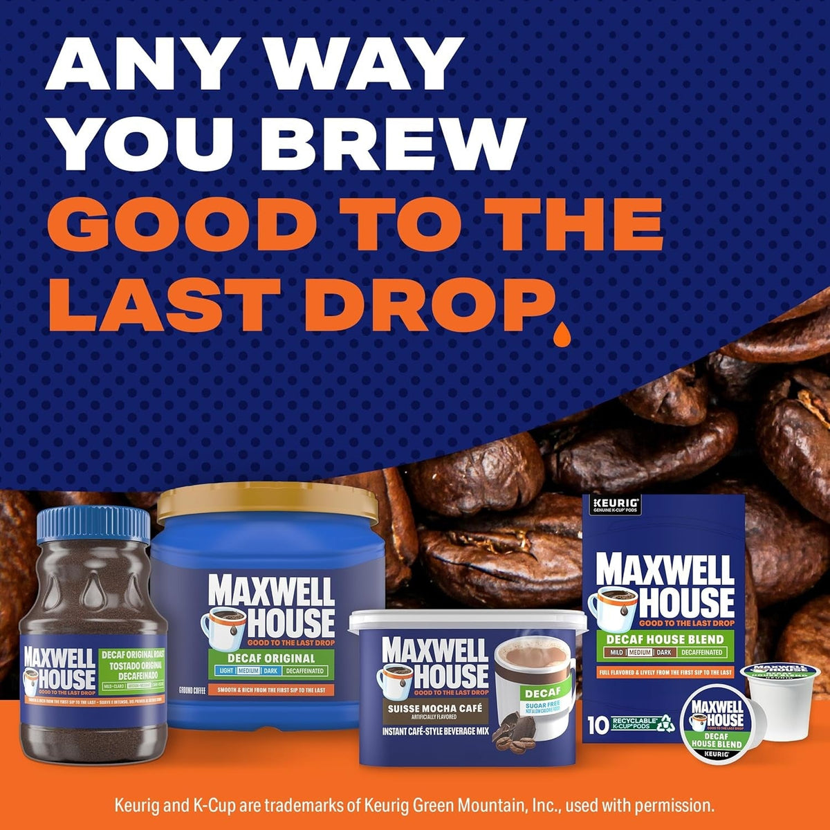 Maxwell House Decaf Instant Coffee Beverage Mix, Sugar Free Coffee Drink Mix, Café Style Instant Coffee, French Vanilla Café and Suisse Mocha Café, 4.3 to 4.4 Ounce (Variety Pack)