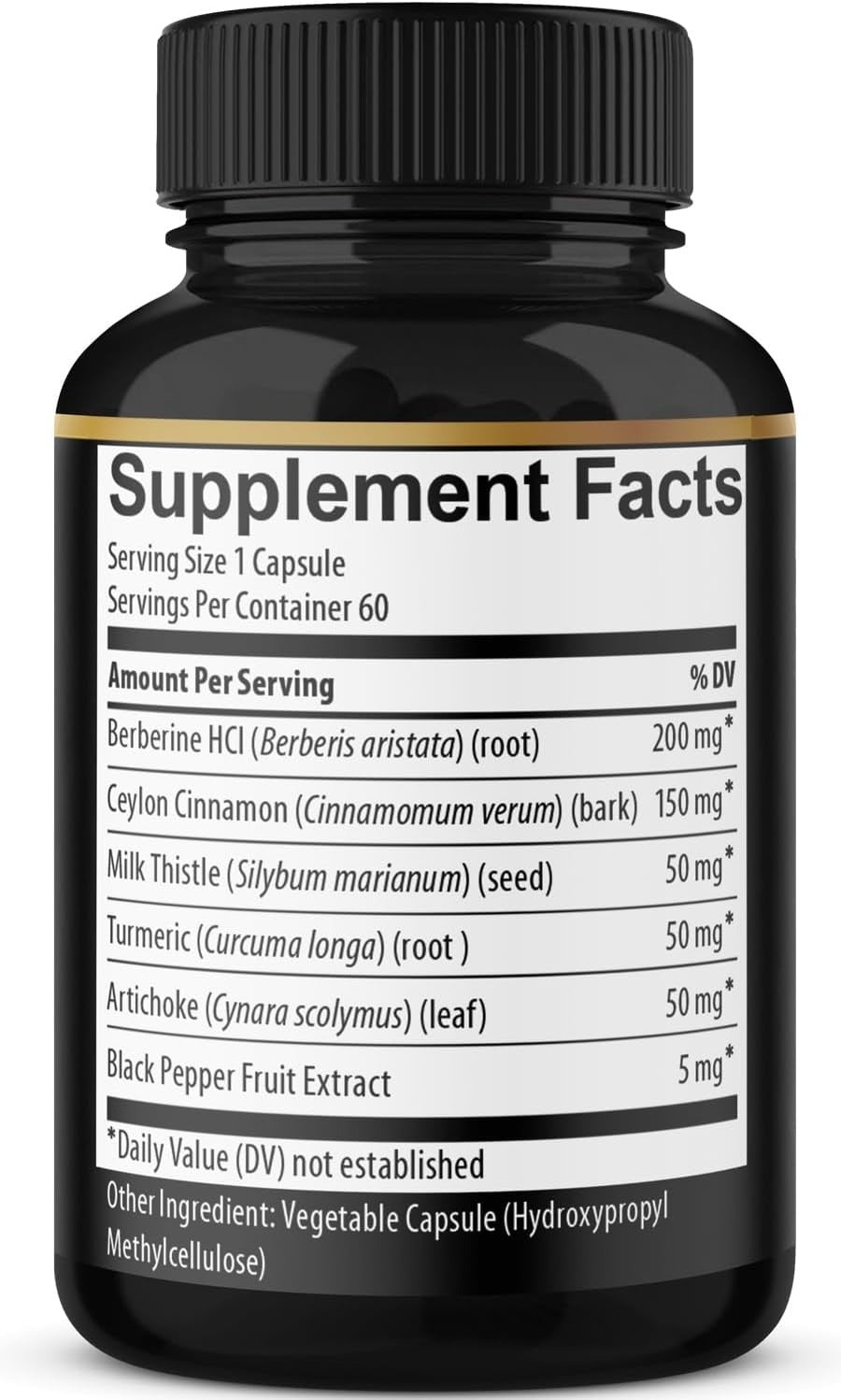 Berberine with Ceylon Cinnamon, Turmeric, Milk Thistle, Artichoke, Black Pepper - 150 Count - Pack of 1