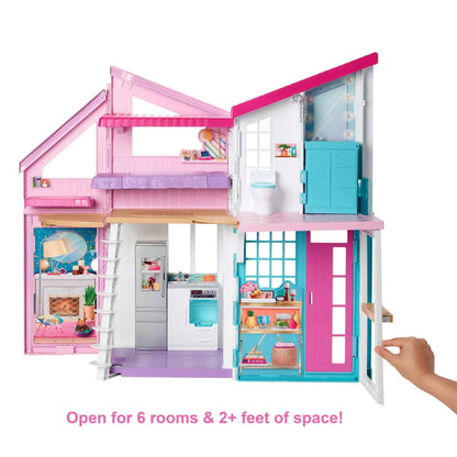 Barbie Malibu House Dollhouse Playset with 25+ Furniture and Accessories