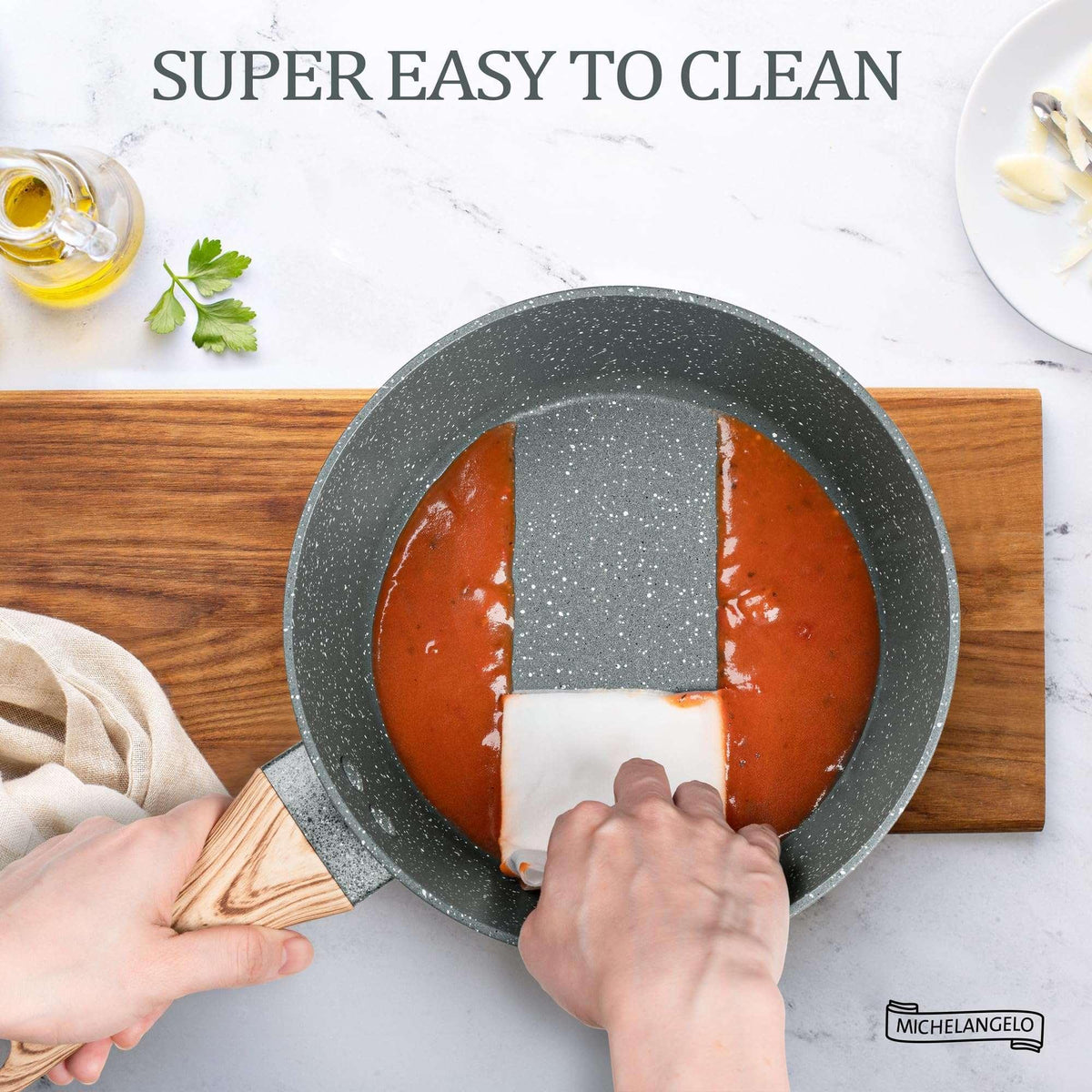 MICHELANGELO Sauce Pan with Lid, Nonstick Saucepans 1.5QT&2QT&3QT, Granite Sauce Pan 3 Piece, Stone Saucepan Set, Small Pot with Lid, Nonstick Sauce Pot Set