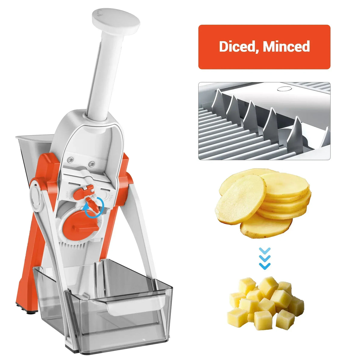 Mandoline Slicer for Vegetables Fruits, Adjustable Thickness Stainless Steel Food Cutter & Chopper, Safe and Quick Meal Preparation