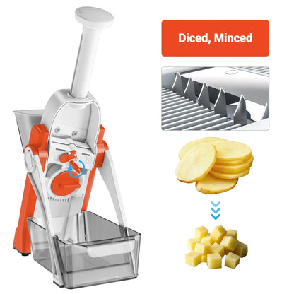 Mandoline Slicer for Vegetables Fruits, Adjustable Thickness Stainless Steel Food Cutter & Chopper, Safe and Quick Meal Preparation