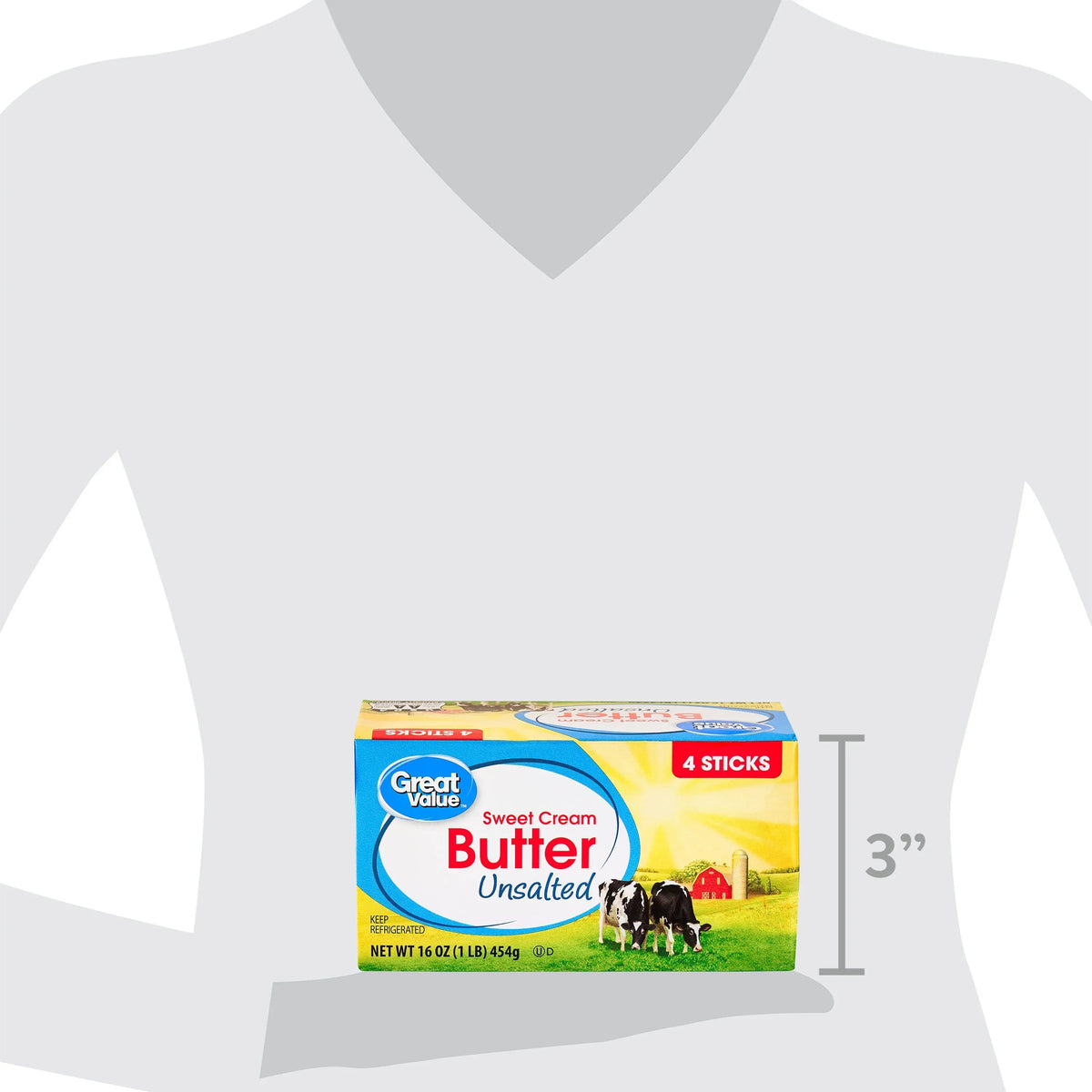 Great Value Sweet Cream Unsalted Butter, 16 oz, 4 Sticks