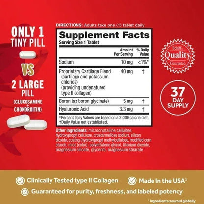 Move Free Ultra Triple Action Joint Health Supplement with Type II Collagen, Boron & Hyaluronic Acid, 37 Tablets
