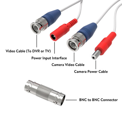 onn 100' BNC Security Cable, White