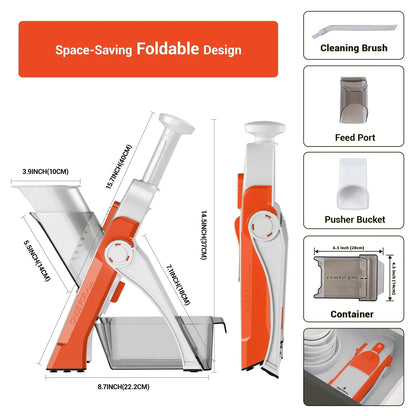 Mandoline Slicer for Vegetables Fruits, Adjustable Thickness Stainless Steel Food Cutter & Chopper, Safe and Quick Meal Preparation