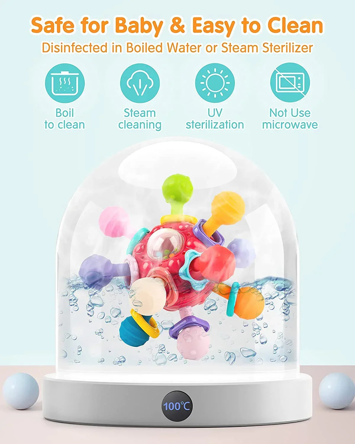 Vanmor Baby Toys Sensory Teething Balls, Baby Teething Toys for Babies 6-12 Months, Baby Teether Rattle Chew Toys, Grasping Activities Infant Toys for 12-18 Months Baby Girl Boys Gift (Red)