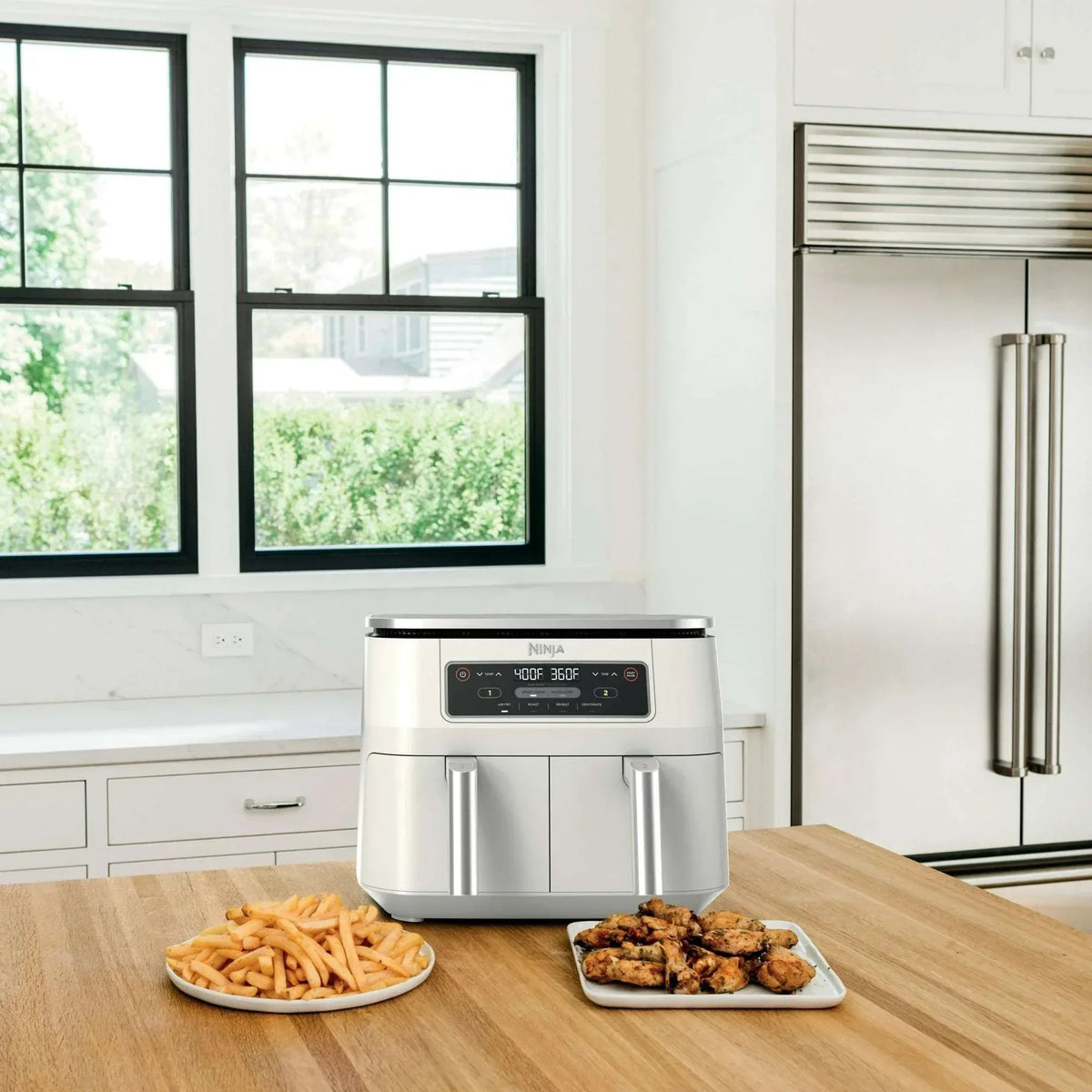 Ninja Foodi 4-in-1 8 Qt Air Fryer, 2 Basket, XL Capacity, with DualZone Technology, Air Fry, Roast & More, DZ100WMWH Dove