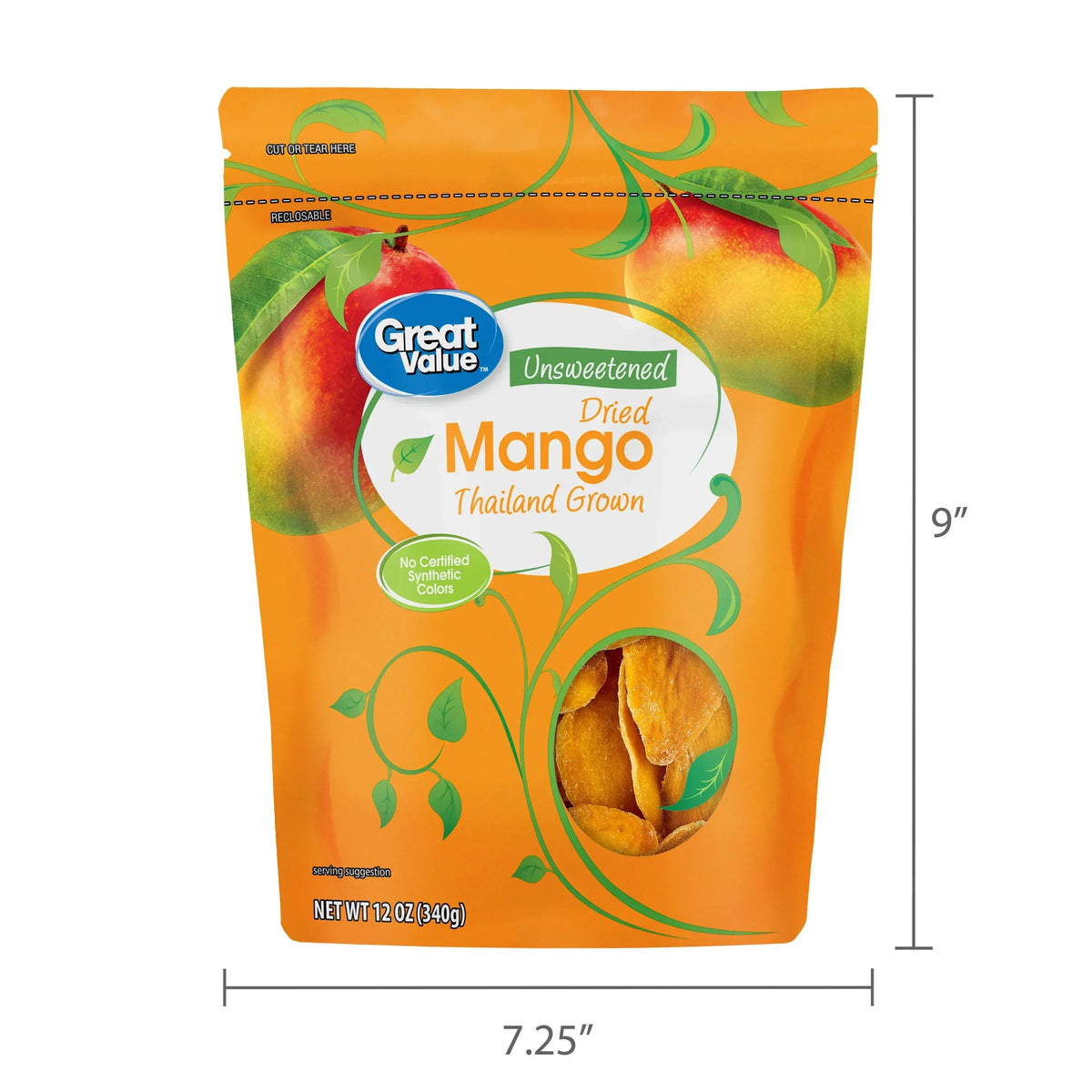 Great Value Unsweetened Dried Mango, 12 oz