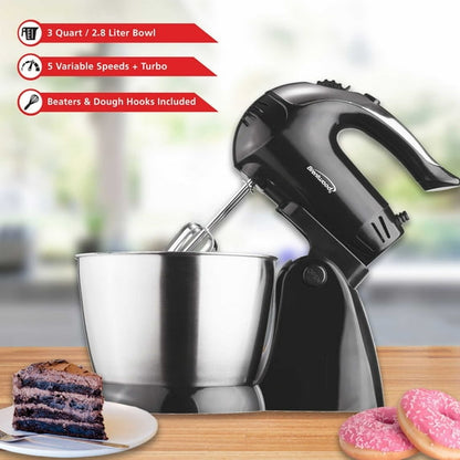 Brentwood New SM-1153 5-Speed + Turbo Stand Mixer, Black