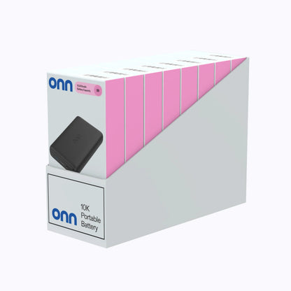 onn 10,000 mAh Dual USB-C/USB-A Port Portable Battery, Black