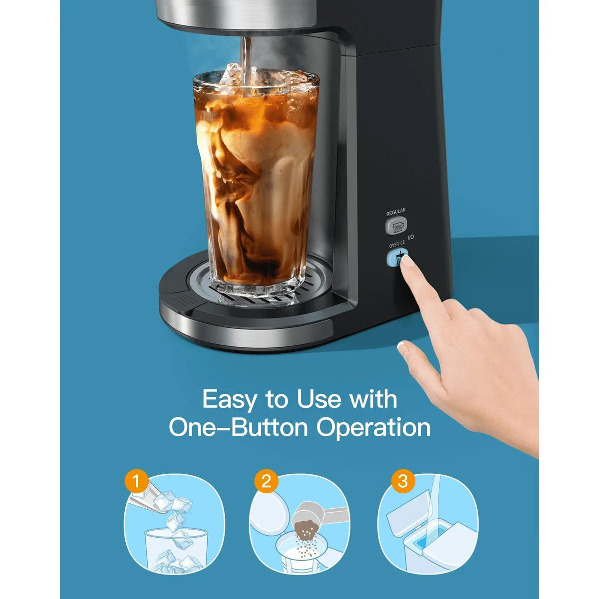 Sboly Iced Coffee Maker, Hot and Cold Coffee Maker Single Serve Coffee Maker for K Cup & Ground Coffee, with Descaling Reminder and Self Cleaning