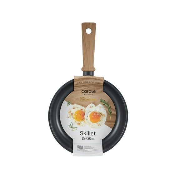 Carote Titanium Nonstick Frying Pan Skillet, 8" Nonstick Fry Pan Without Glass Lid, Induction Compatible, Black