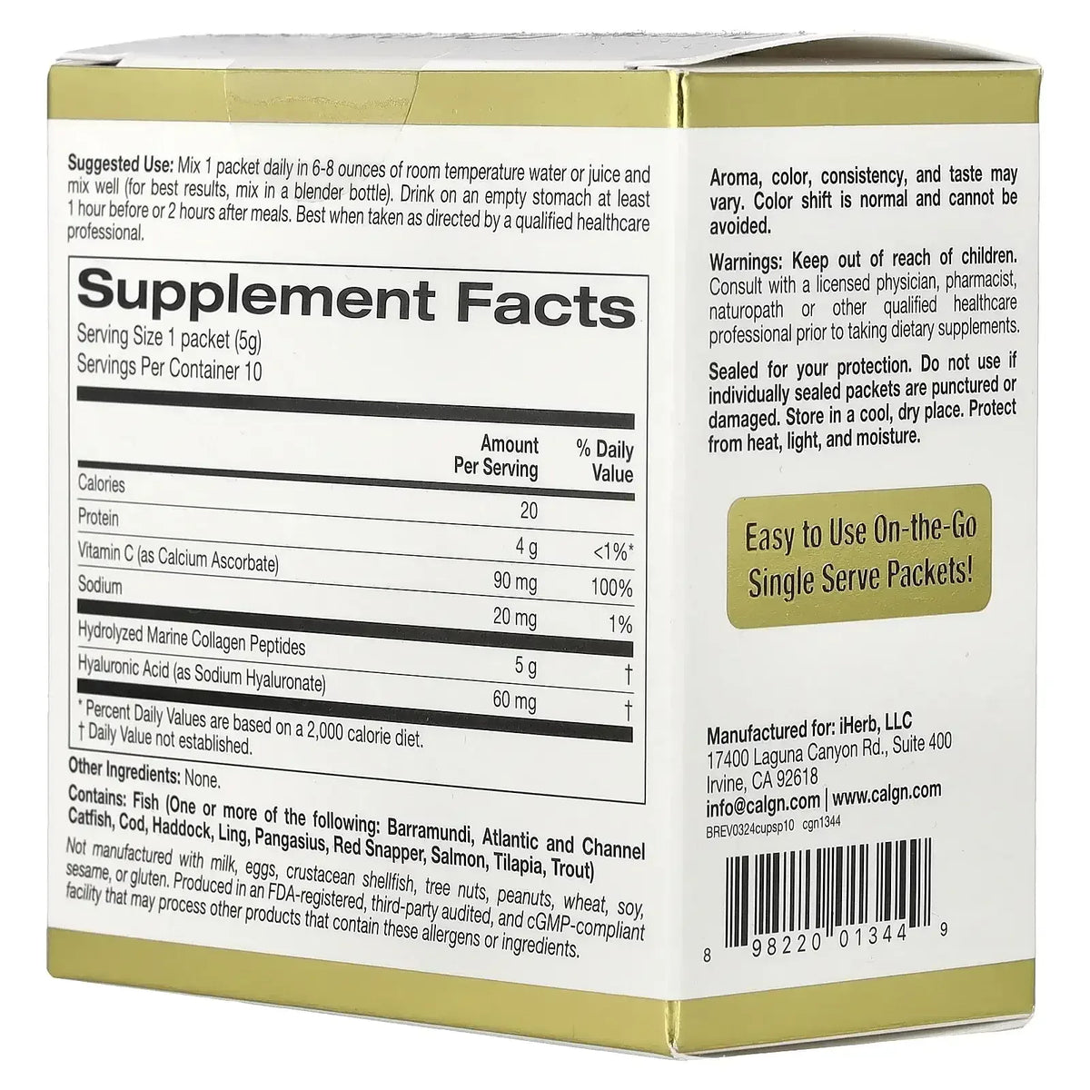 California Gold Nutrition CollagenUP®, Hydrolyzed Marine Collagen Peptides with Hyaluronic Acid and Vitamin C, Unflavored, 7.26 oz (206 g)