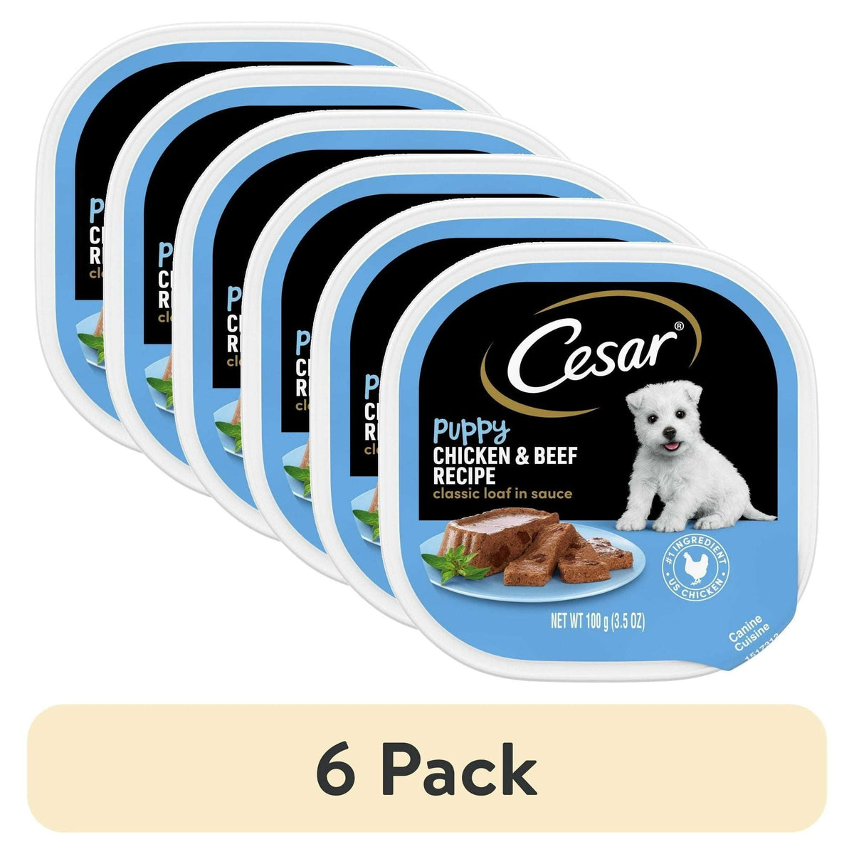 Cesar Classic Loaf In Sauce Chicken And Beef Recipe Wet Dog Food For Puppies, 3.5 Oz Tray