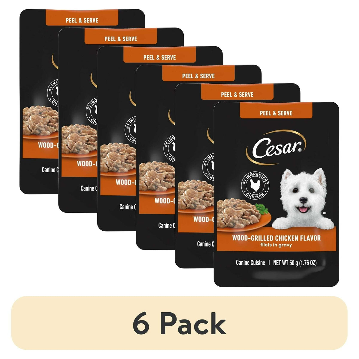 Cesar Filets in Gravy Wood-Grilled Chicken Flavor Wet Dog Food, 1.76-oz Mini-Pouches