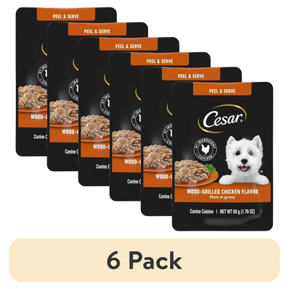 Cesar Filets in Gravy Wood-Grilled Chicken Flavor Wet Dog Food, 1.76-oz Mini-Pouches