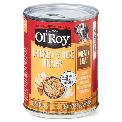 Ol' Roy Chicken & Rice Dinner Meaty Loaf Wet Dog Food, 13.2 oz Can (6 and 12 packs)