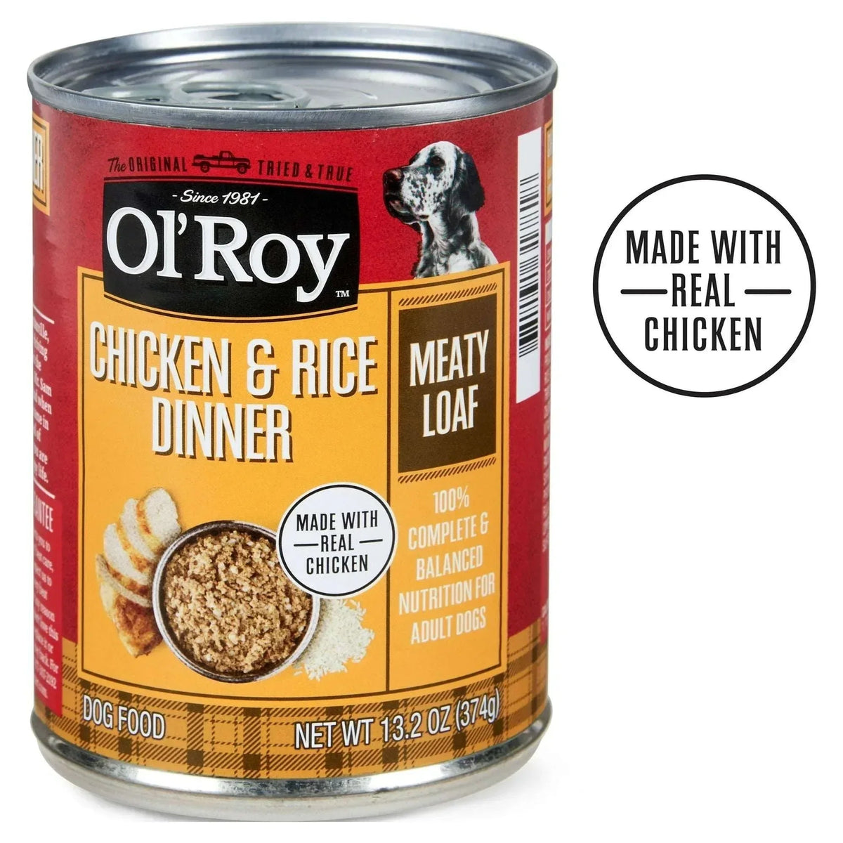 Ol' Roy Chicken & Rice Dinner Meaty Loaf Wet Dog Food, 13.2 oz Can (6 and 12 packs)