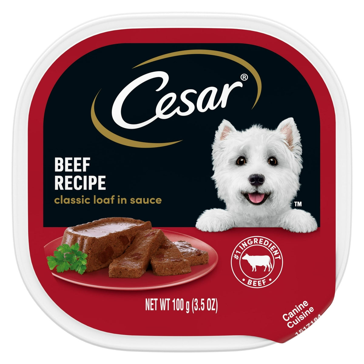 Cesar Loaf in Sauce Beef Recipe Adult Wet Dog Food, 3.5 oz Easy Peel Trays