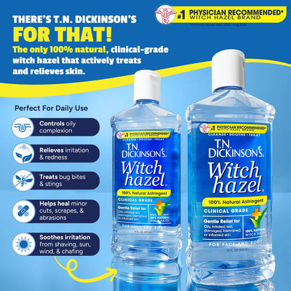 (6 pack) T.N. Dickinson's Witch Hazel Astringent, 100% Natural, 16 fl oz