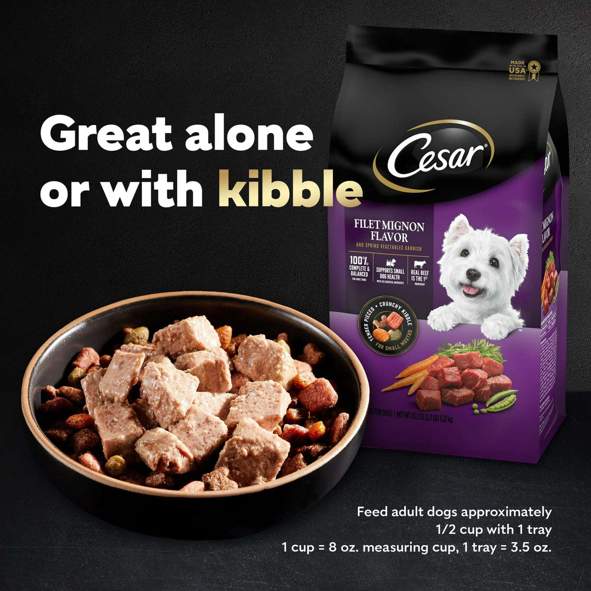 (12 pack) Cesar Classic Loaf In Sauce Porterhouse Steak Wet Dog Food, 3.5 Oz Tray