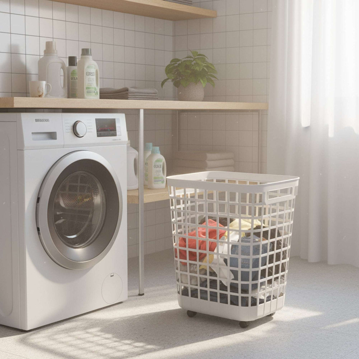 Mainstays 2.6 Bushel Rolling Laundry Hamper, Adult