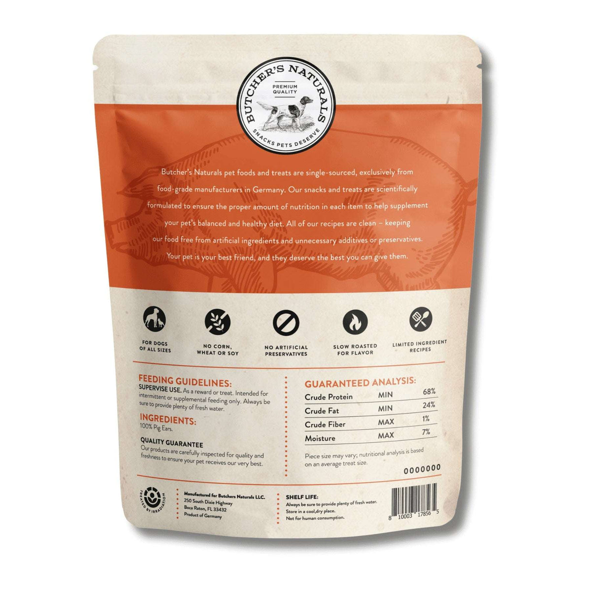 Butcher’s Naturals Pork Flavored Pig Ears Treats for Dogs, 10 Pieces