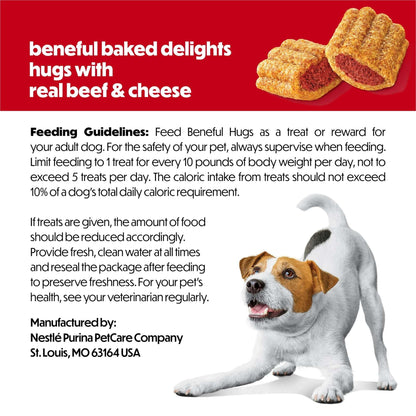 Purina Beneful Baked Delights Hugs with Real Beef and Cheese Oven Baked Dog Treats, 19.5 oz Pouch