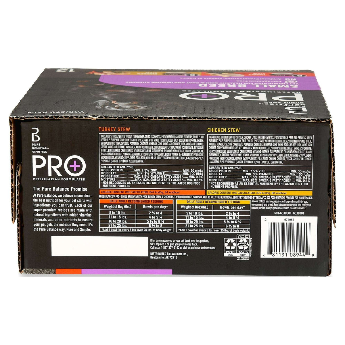 Pure Balance Pro+ Small Breed Turkey and Chicken Stew Variety Pack Wet Dog Food 3.5oz Cups (12 Pack)