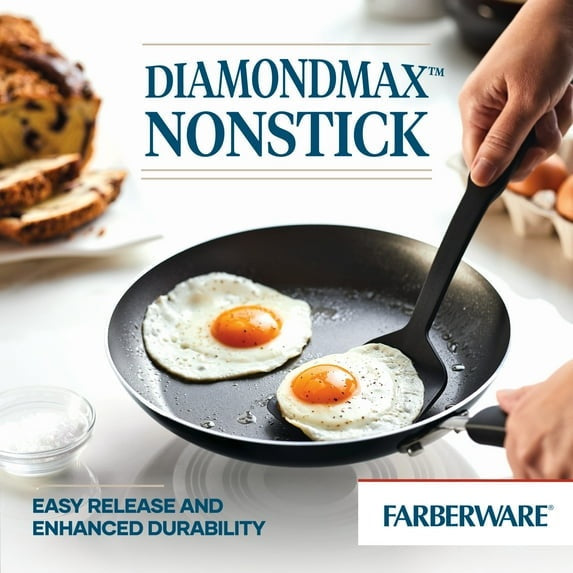Farberware Easy Clean 22 Pcs Nonstick Cookware Set Includes Griddle Pan and Cooking Tools, Dishwasher Safe, Black