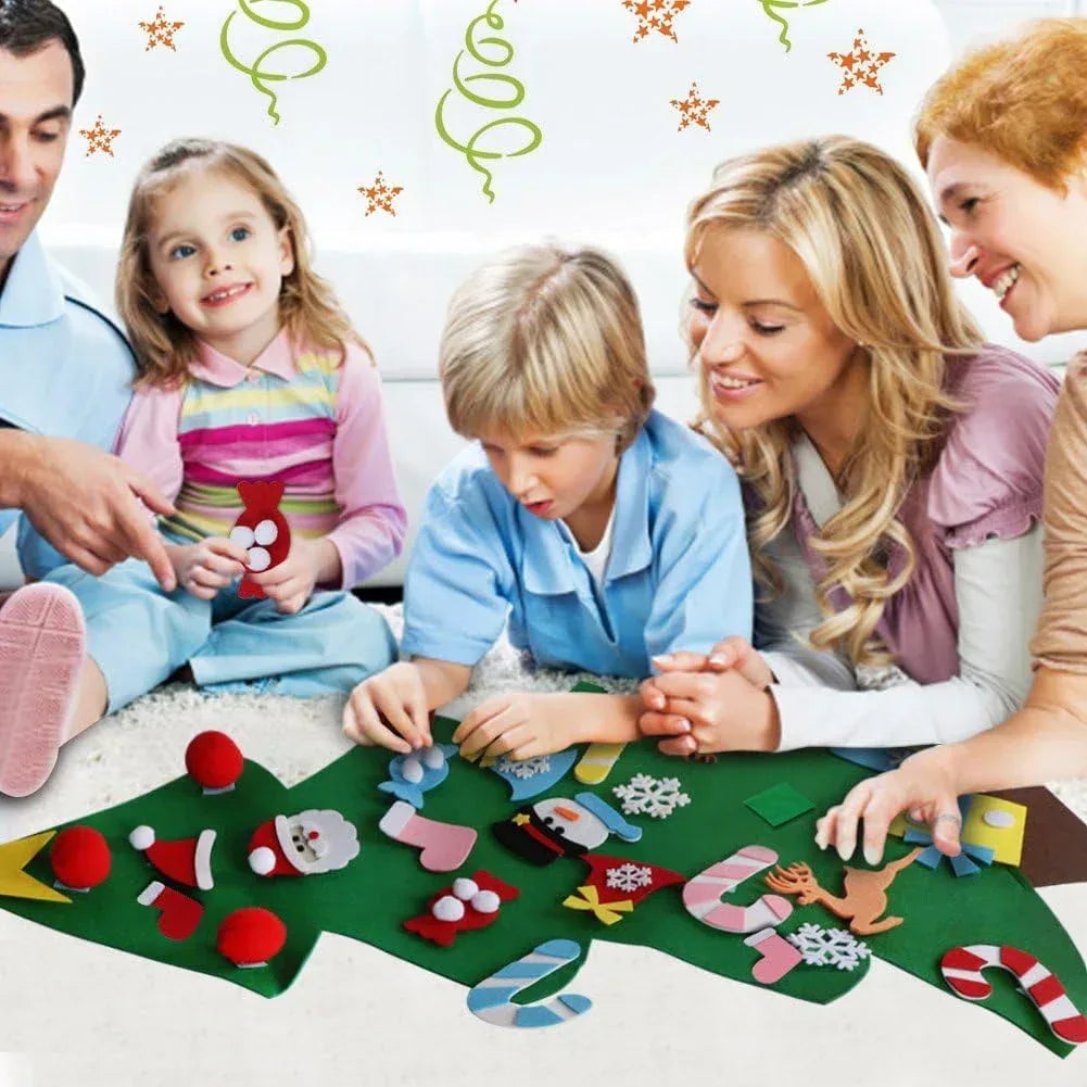 TETOU 3Ft DIY Felt Christmas Tree for Kids, Felt Xmas Tree Set with 26pcs Ornaments, Christmas Decorations Indoor Wall Hanging Kids Gift