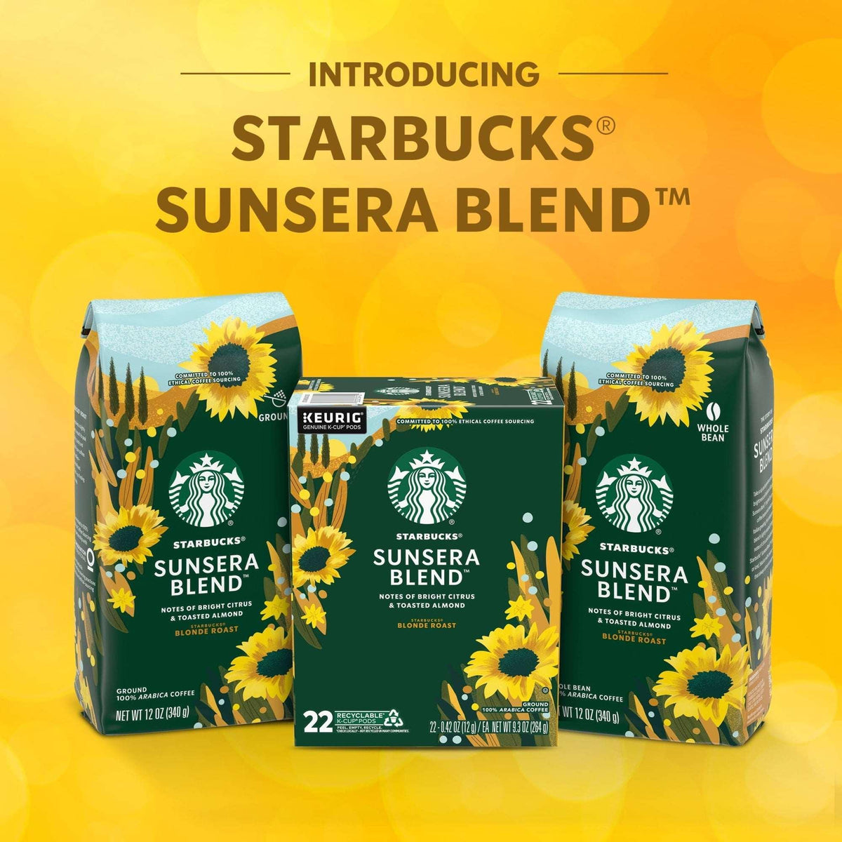 Starbucks Sunera Blend, Arabica Coffee Beans, Light Roast Whole Bean Coffee, 12 oz