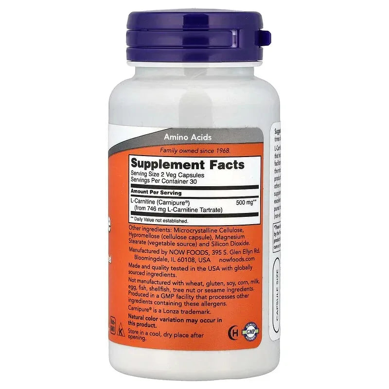 NOW Foods, L-Carnitine, Veg Capsules