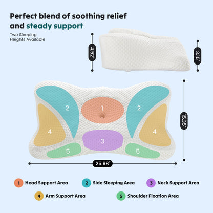 GIANNA Ergonomic Cervical Memory Foam Pillow for Neck and Shoulder Pain Relief, Cooling Contour Orthopedic Support Pillow with Breathable Washable Cover, Queen Size, Dark Gray