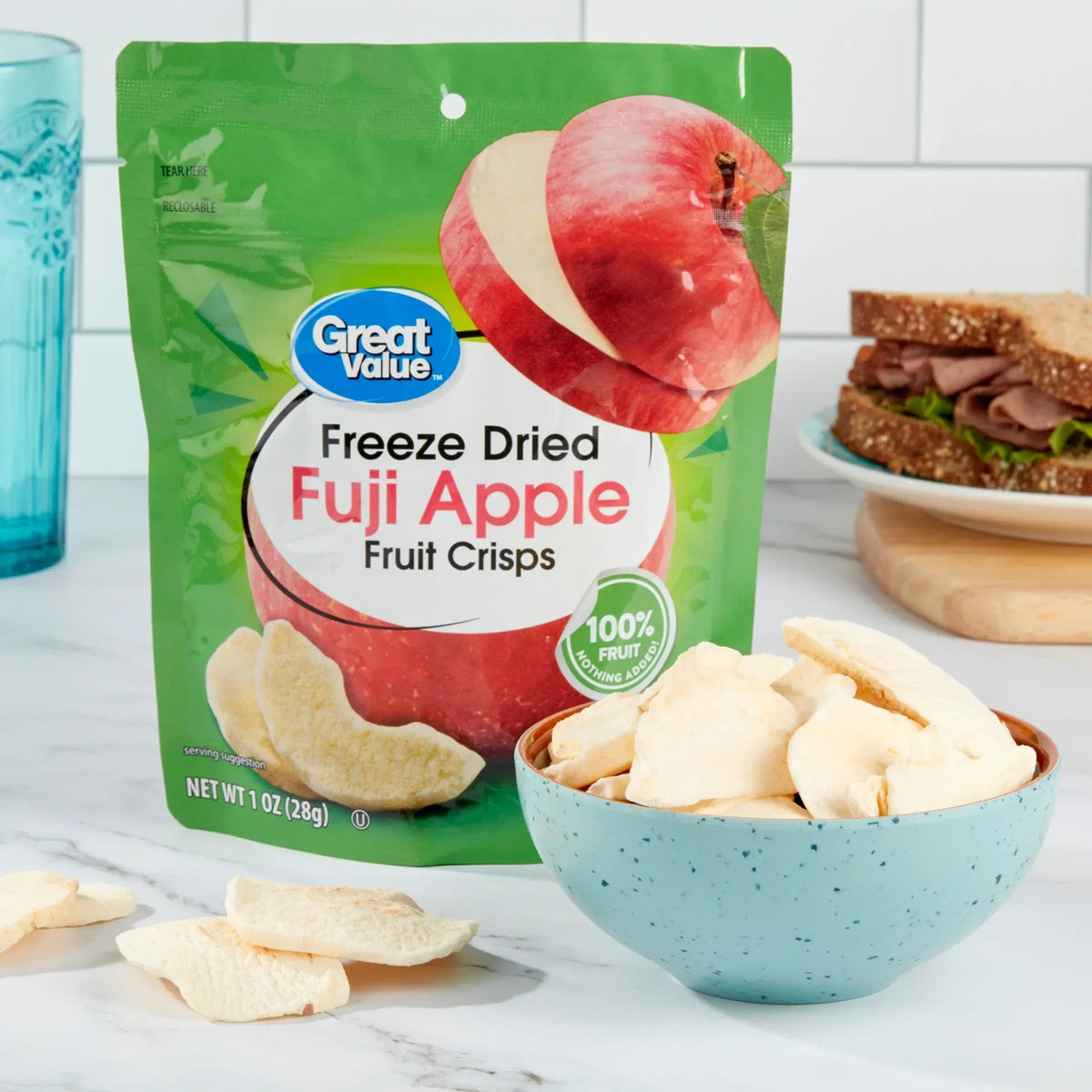 Great Value Freeze Dried Fuji Apple Fruit Crisps, 1 oz
