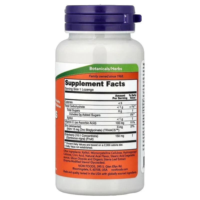 NOW Foods, Sambucus Zinc-C, 60 Lozenges