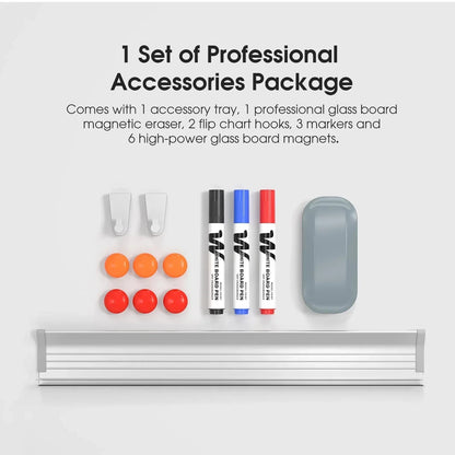 MaxGear 36" x 24" Magnetic Glass Whiteboard, Tempered Glass Dry Erase Board with Markers & Eraser for Office Home