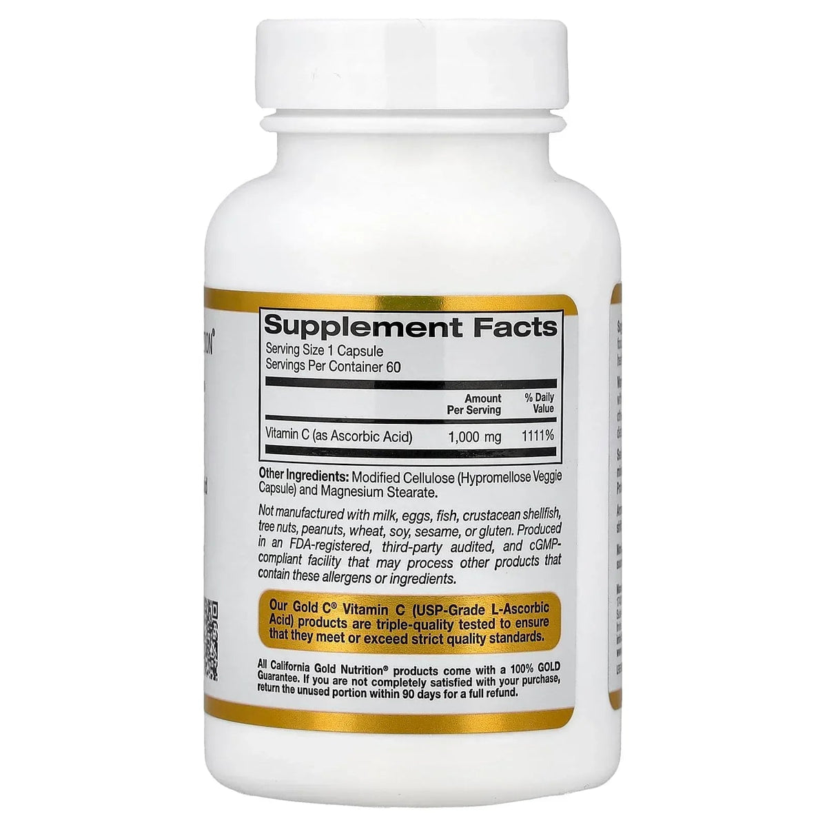 California Gold Nutrition Gold C®, USP Grade Vitamin C, 1,000 mg, 60 Veggie Capsules